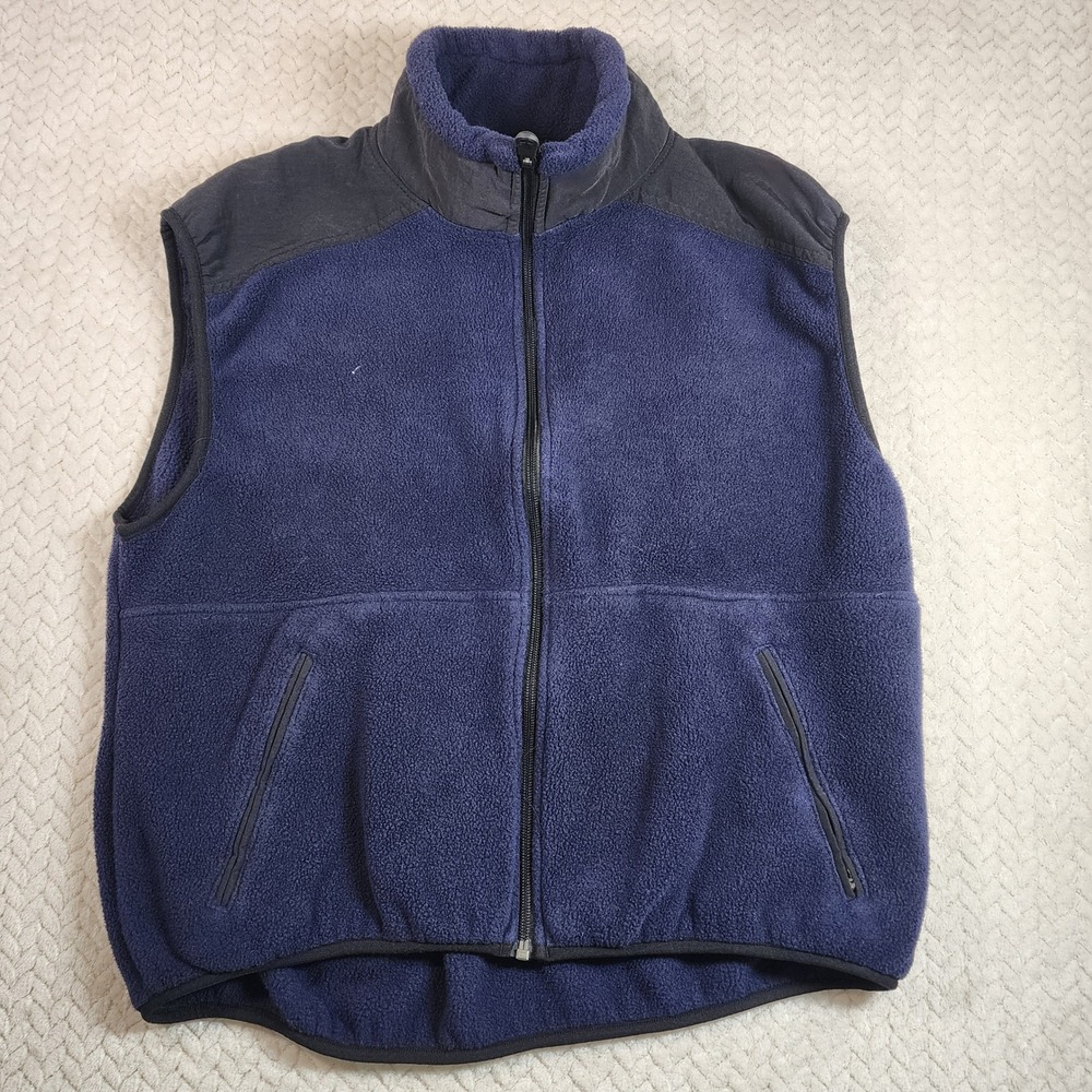 Timberland Weathergear Fleece Vest Mens Medium Full Zip Sleeveless Jacket Blue